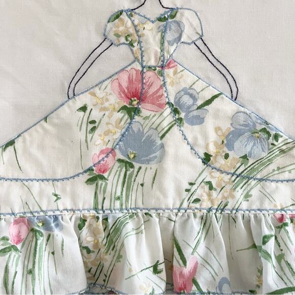 Vintage‎ Pillowcases Set of 2 Handmade Sewn Floral Southern Ladies Bonnet Ruffle - Picture 5 of 7